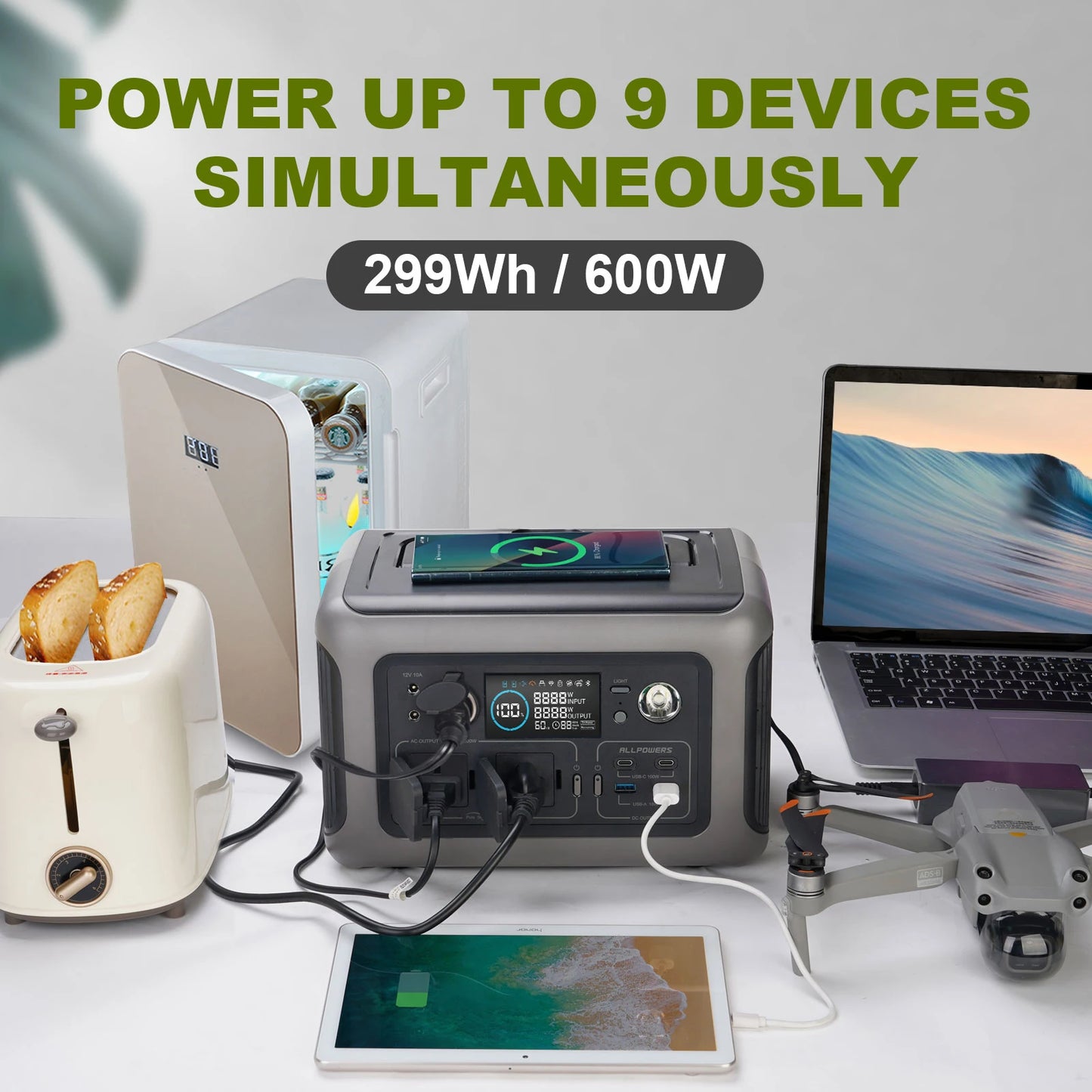 Portable Power Station Battery R600, 299Wh   for Outdoor Camping RV Home.