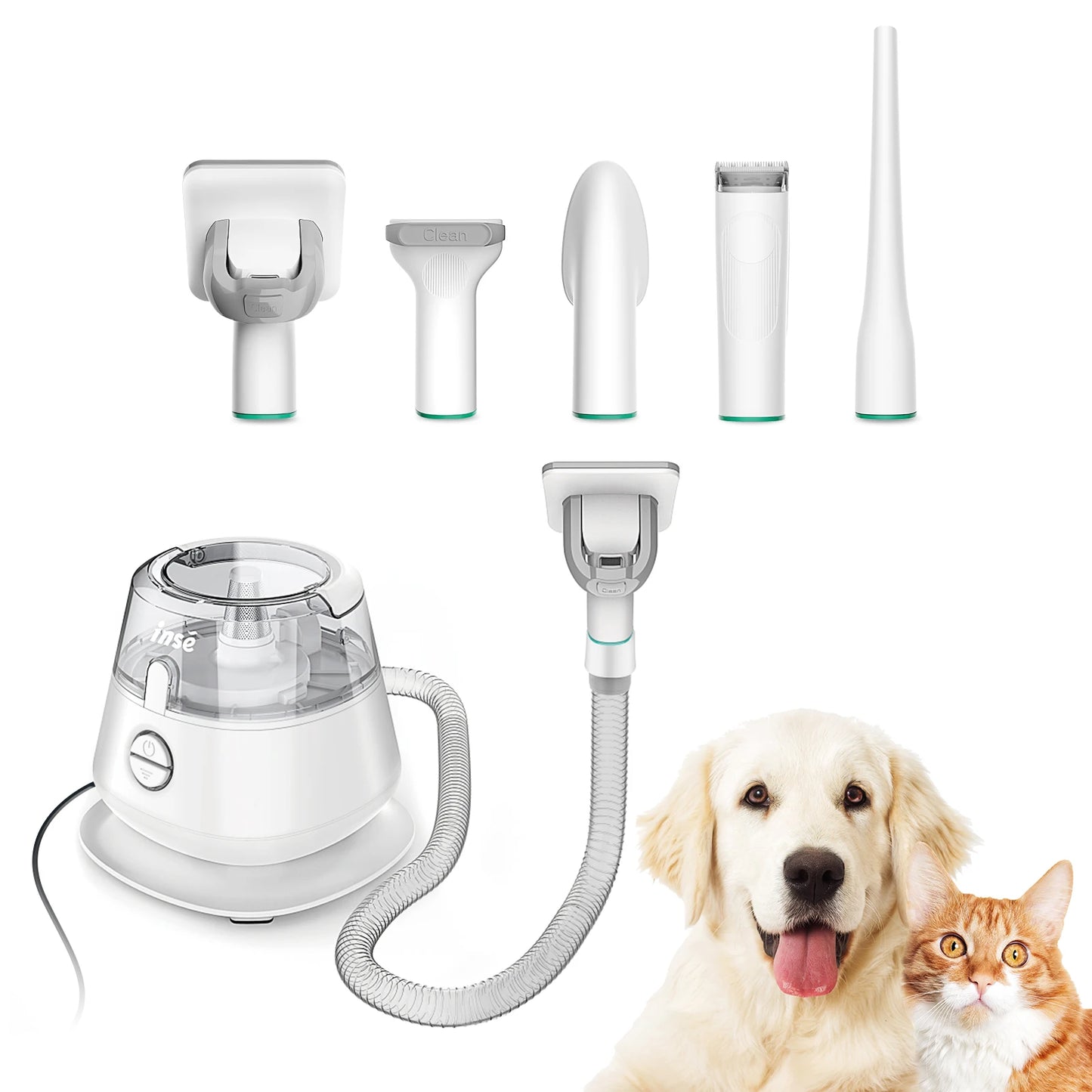 Pet Grooming Kit & Vacuum Professional Clippers with 5 Grooming Tools for Dogs & Cats.