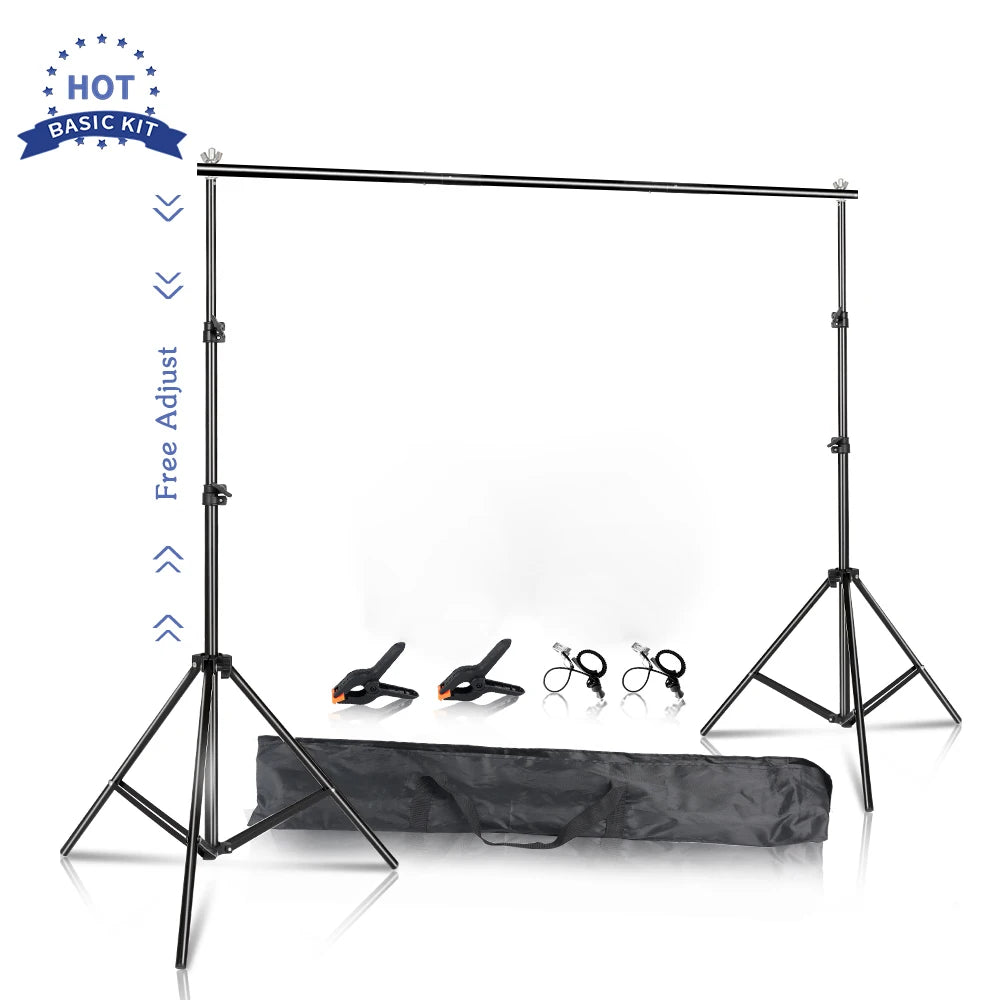 2.6M x 3M Photography Backdrop Stand Kit with Carry Bag for Photo & Video Studios.