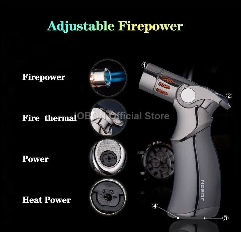 Metal Windproof Lighter:  4-torch jet.