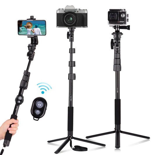 54" Extendable Selfie Stick Tripod with Phone Holder, Camera Mount & Remote Shutter.