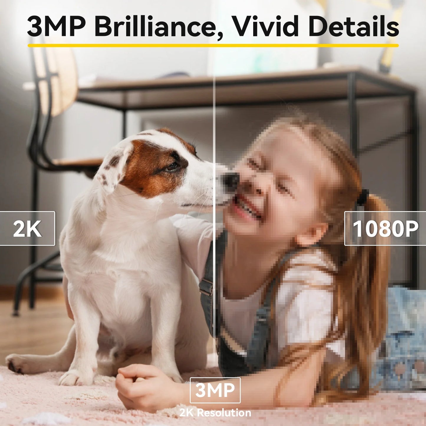 3MP Wi Fi Baby Monitor: 5G/2.4GHz, automatic tracking, 24/7 video surveillance.