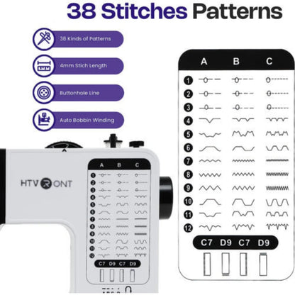 Portable Electric Sewing Machine for Beginners with 38 Stitches, LED Light, Foot Pedal, and Sewing Kits