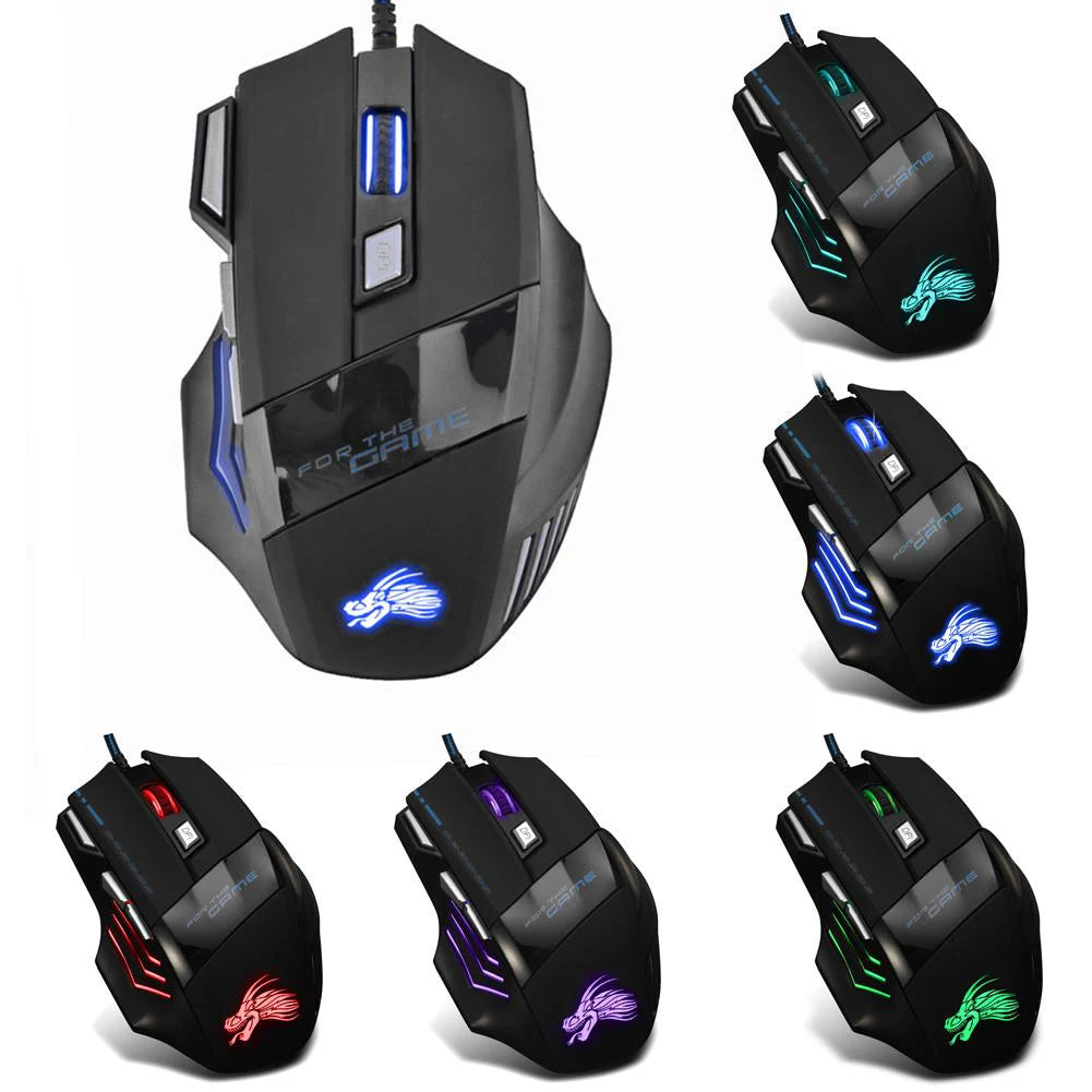 Wired Gaming Mouse, 7-Button, Backlit, 5500 DPI Adjustable, for PC and Desktop Gamers.