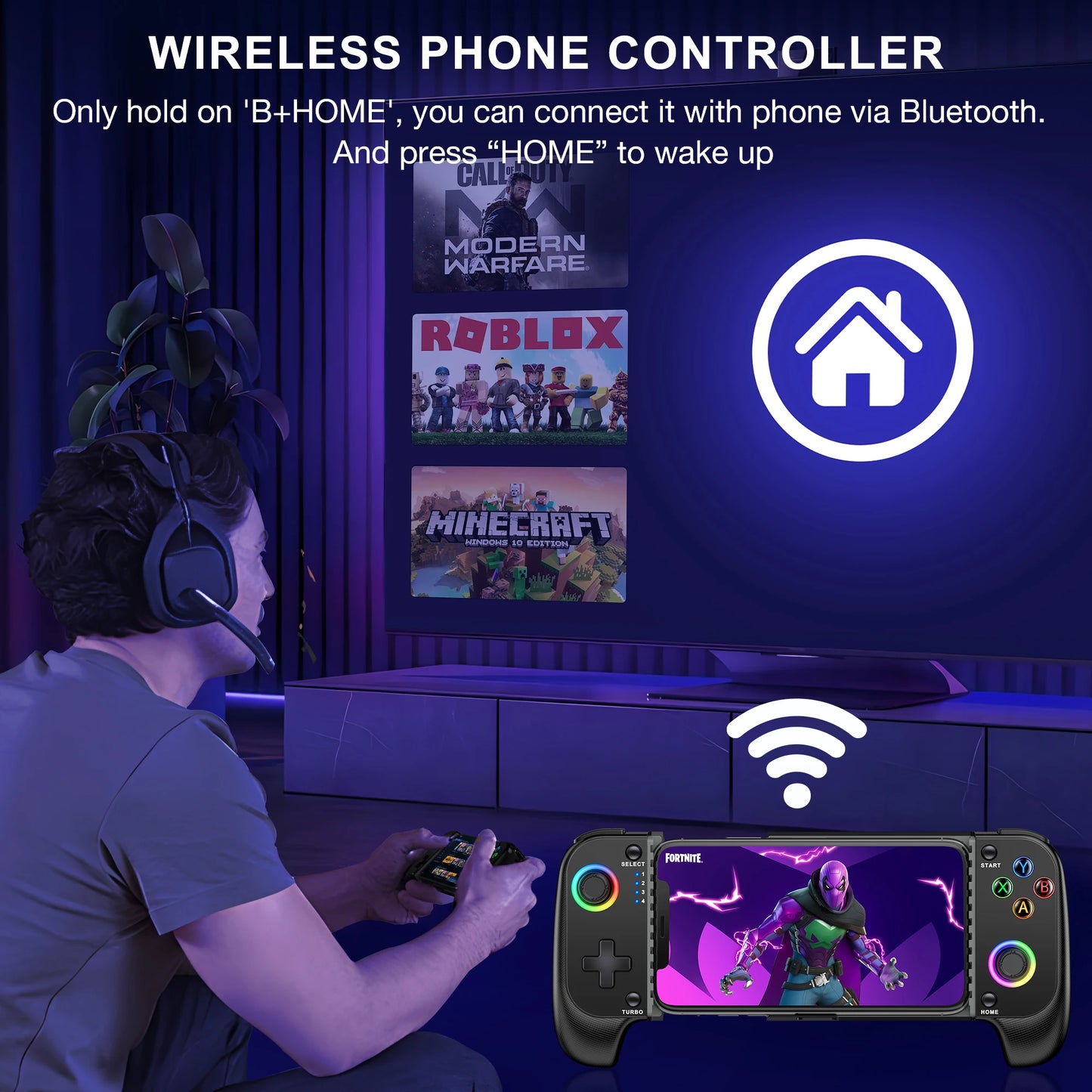 Telescopic Wireless Gamepad for iOS/Android, Bluetooth Controller.