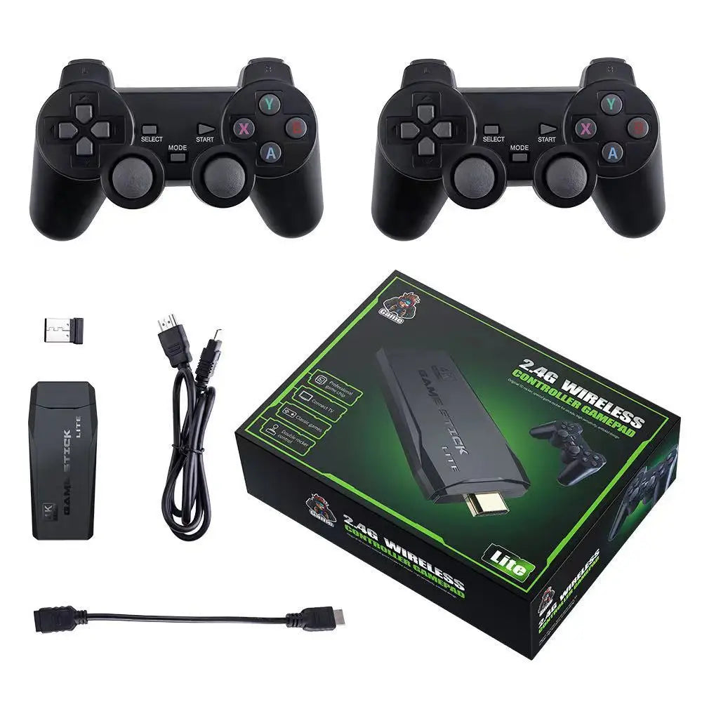 64G Video Game Stick with 10,000 Retro Games, 2.4G Wireless Controller, 4K HDMI.