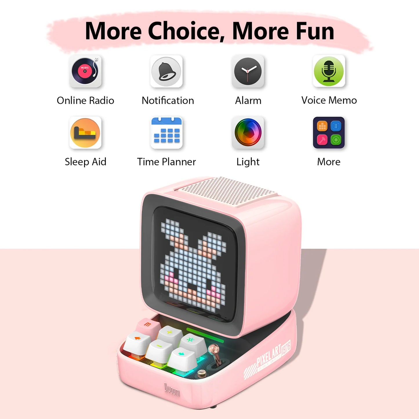 Ditoo-Pro Retro Pixel Art Bluetooth Speaker with Alarm Clock, DIY LED Display.