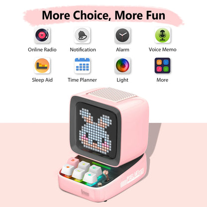 Ditoo-Pro Retro Pixel Art Bluetooth Speaker with Alarm Clock, DIY LED Display.