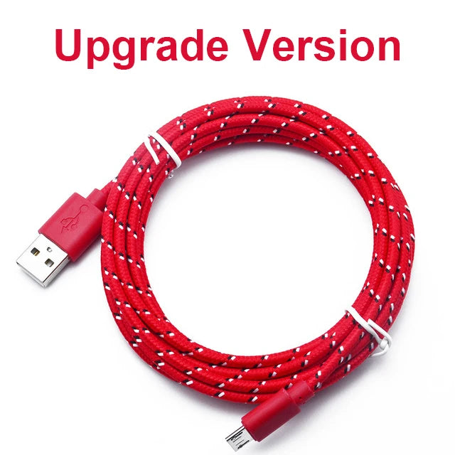 USB HD Nylon Braided Data/Charger Cable for Android, 1m/3m Micro USB.