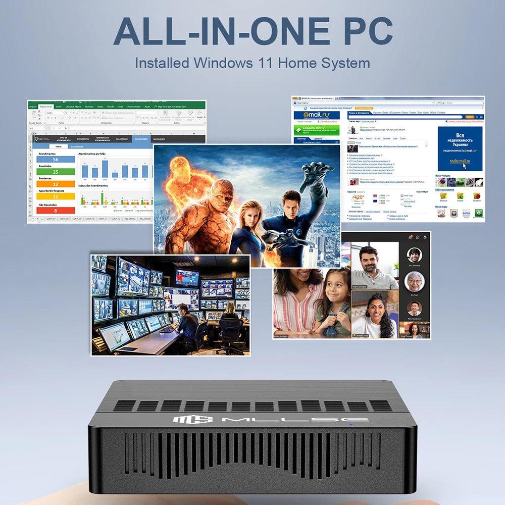 Air Mini PC: Intel Celeron N4000, 6GB RAM, 128GB ROM, Windows 11, dual-band WiFi, VGA, BT4.2.