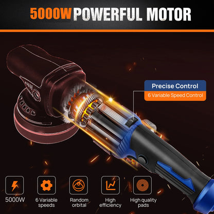 5000W Dual Action  Polisher and Buffer with  6 Variable Speeds for car Detailing