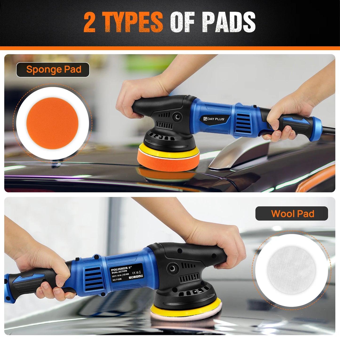 5000W Dual Action  Polisher and Buffer with  6 Variable Speeds for car Detailing